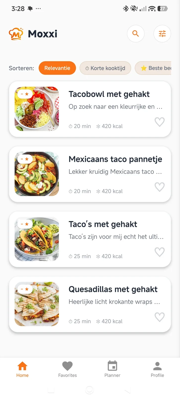 Lijst met recepten